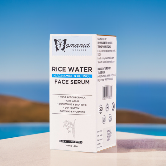I Womania Retinol Face Serum, harnessing the power of rice water, retinol, and niacinamide for youthful results