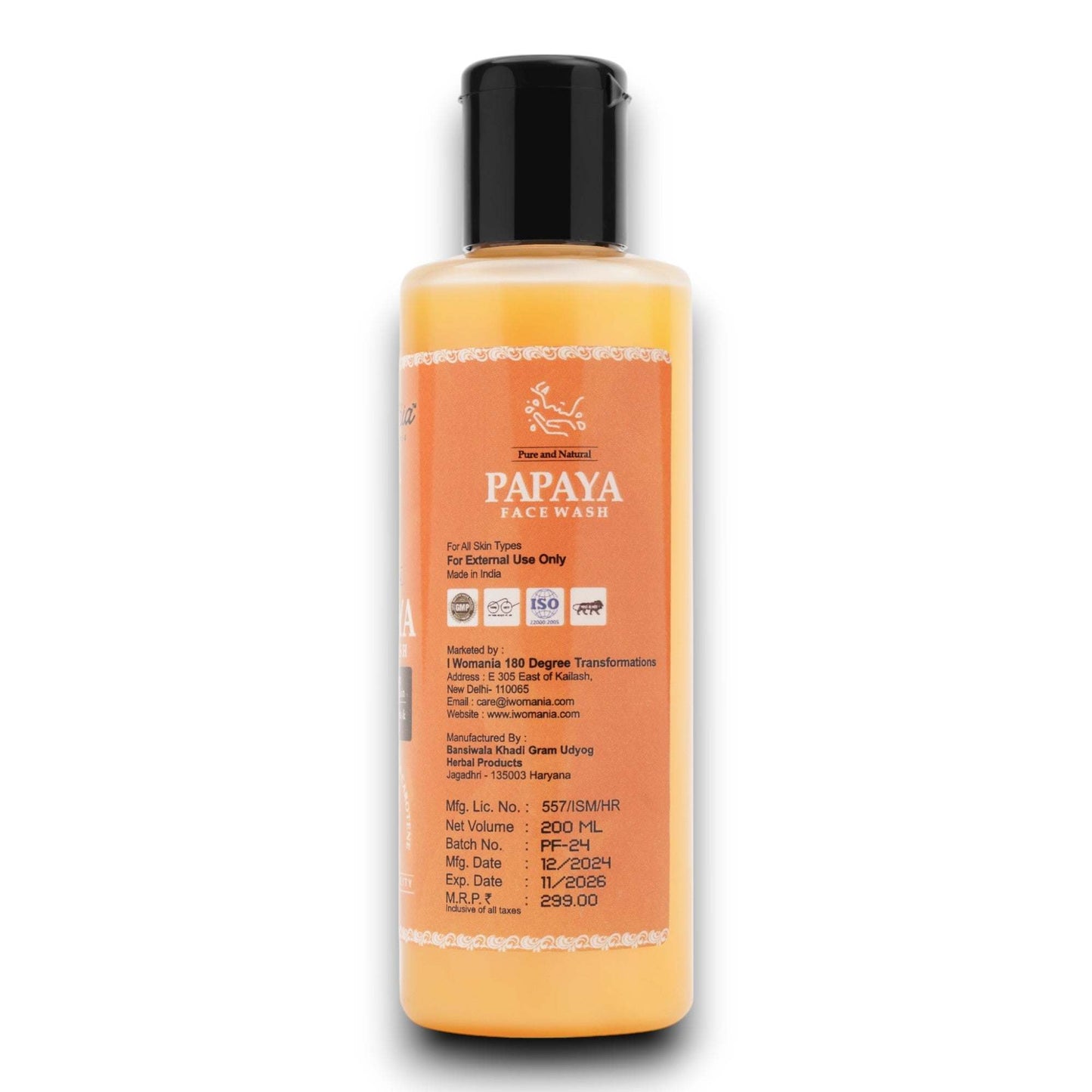 Papaya Deep Cleansing Face Wash 200 ml bottle for revitalized and glowing skin.