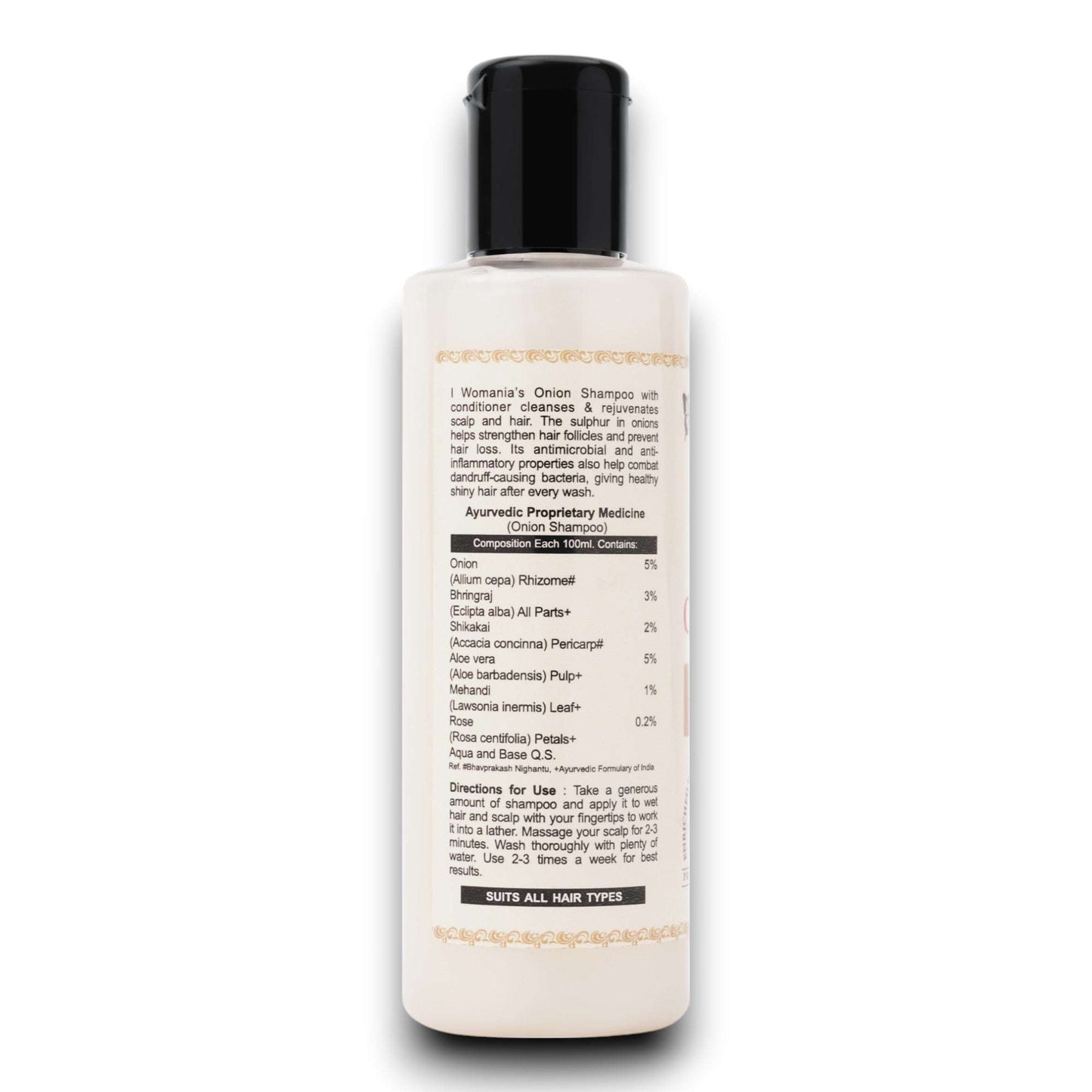 Onion Shampoo plus Conditioner 200 ml bottle for natural hair care.