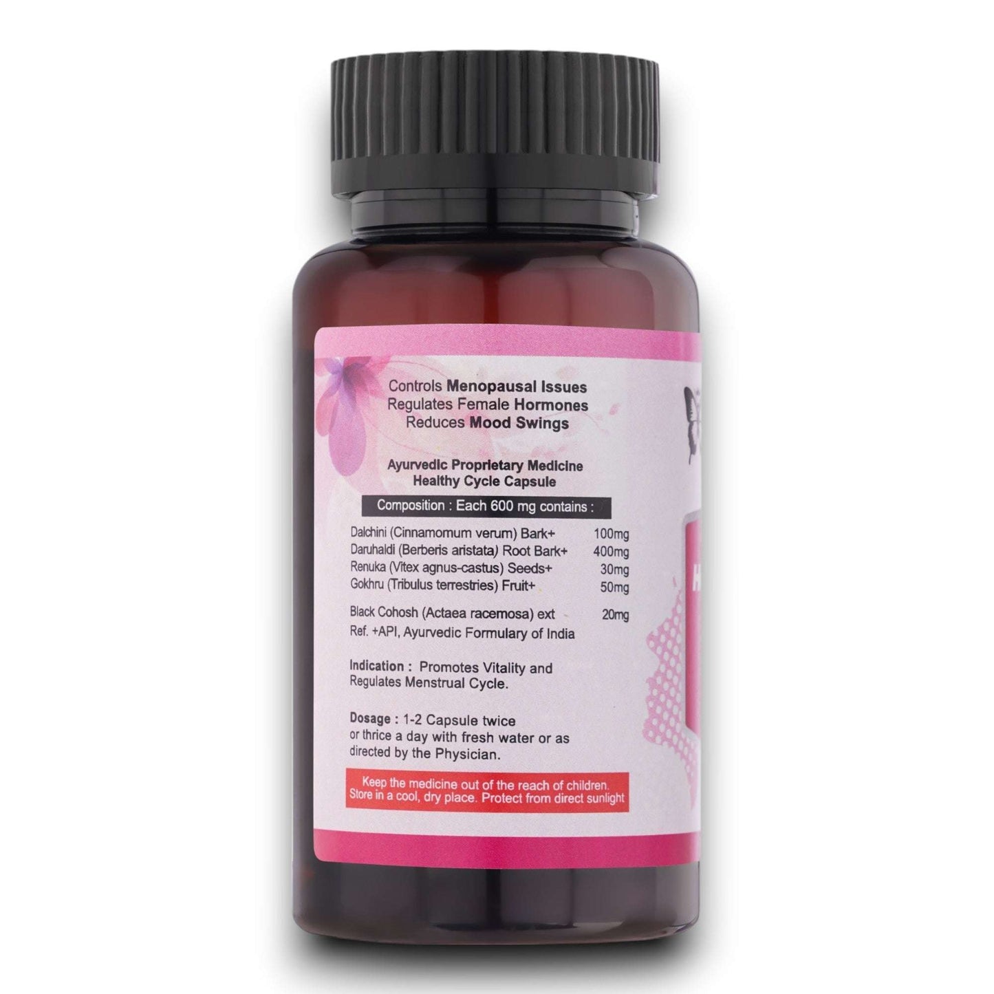 Healthy Cycle Capsules for hormonal support, addressing PCOD, PCOS, mood swings; promotes regular menstruation.