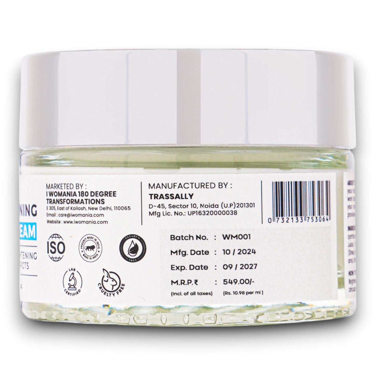 Brightening Cream (Anti-Aging) 50 gm jar with nourishing formula, free from parabens and sulfates, suitable for all skin types.