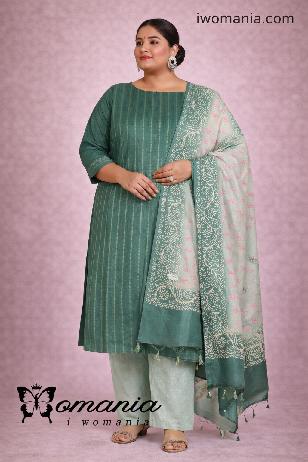 Slub Cotton Dobby Weave Unstitched Suit- 3 Piece (Green)