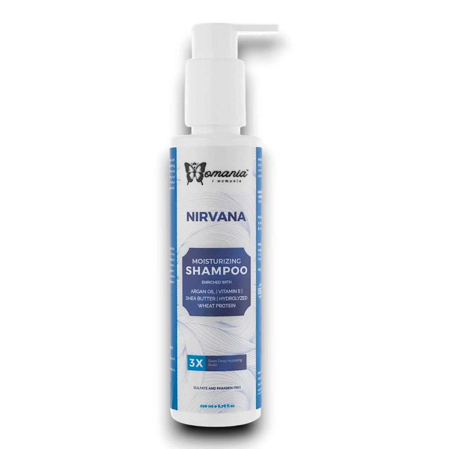 Hair Moisturizing Shampoo with argan oil and shea butter in a 200 ml bottle.