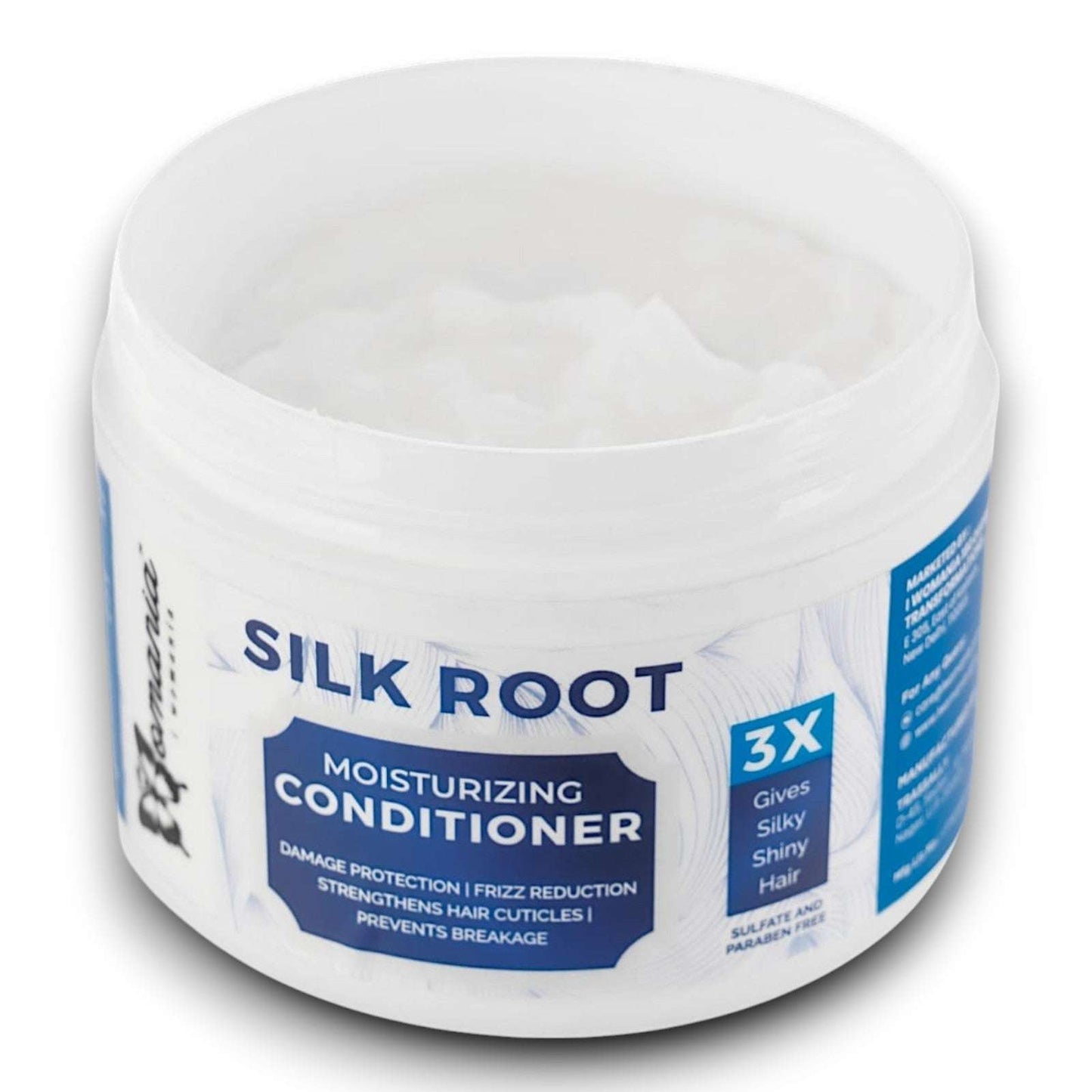 Silk Root Hair Conditioner 200 gm moisturizing jar for smooth, frizz-free, shiny hair; paraben and sulfate-free.