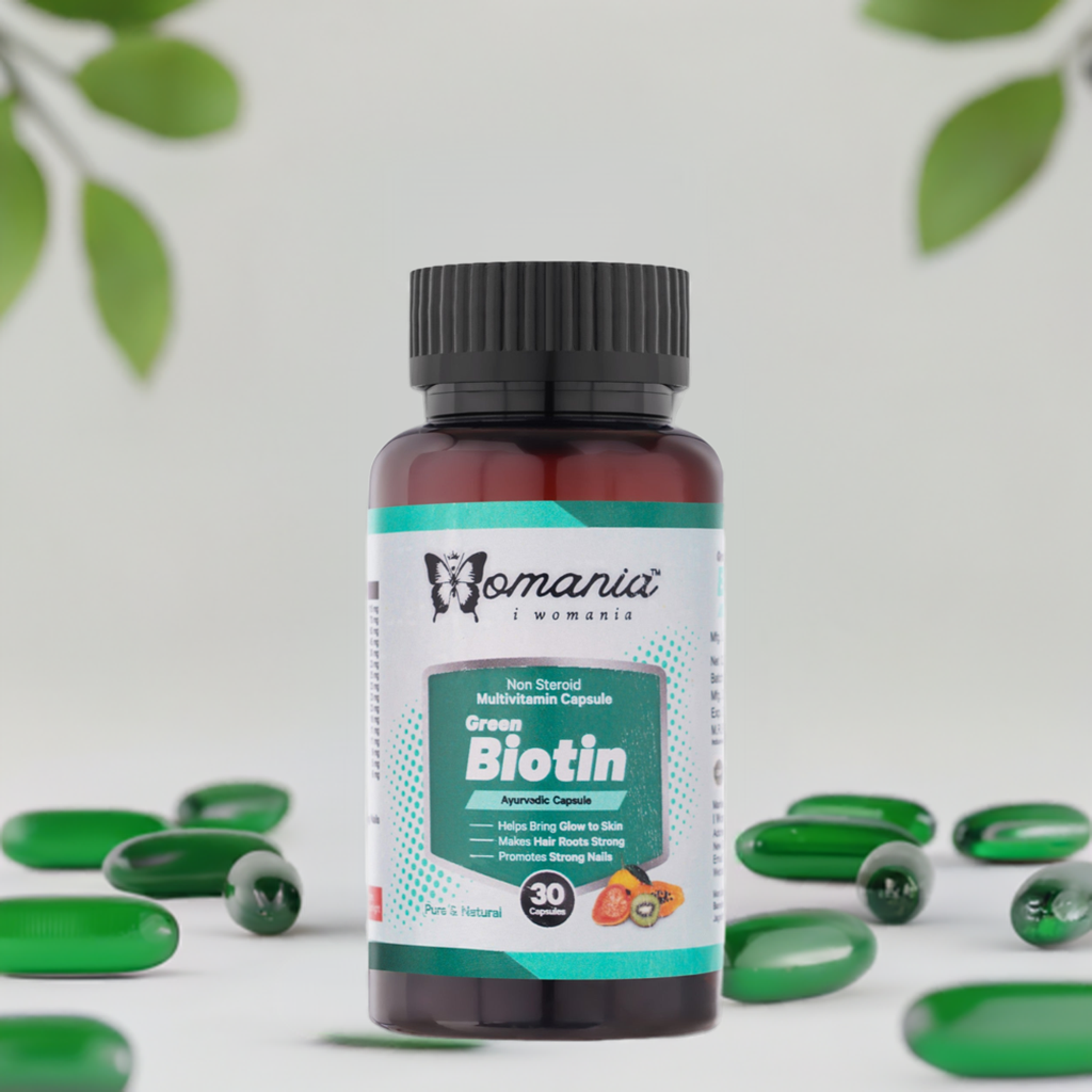 Green Biotin capsules for skin and hair health, 30 count.