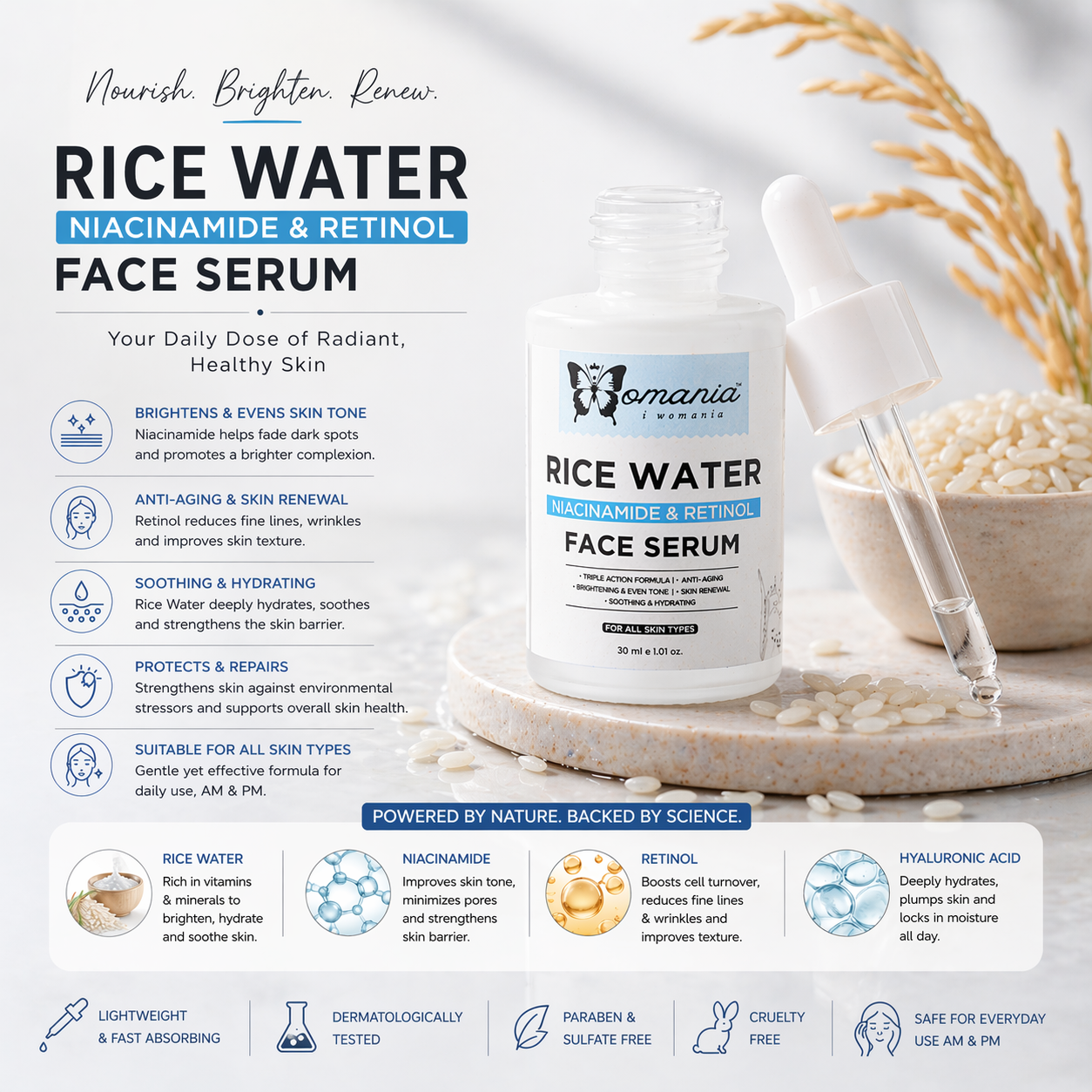 Retinol Face Serum with Rice Water ✦30 ml