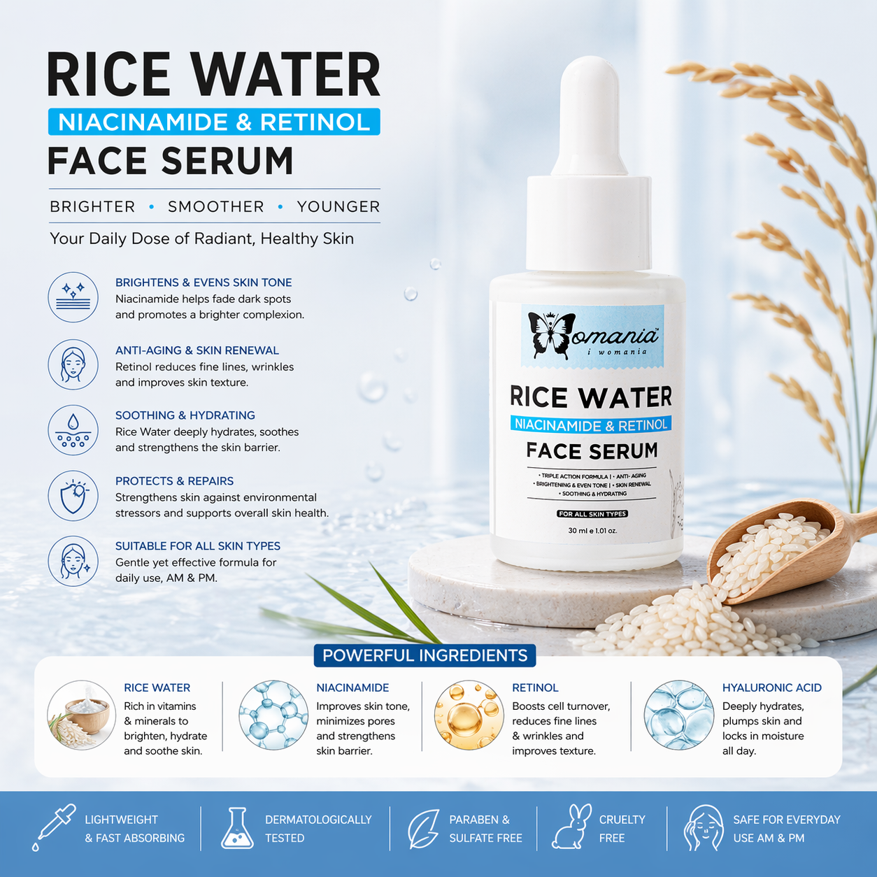 Retinol Face Serum with Rice Water ✦30 ml