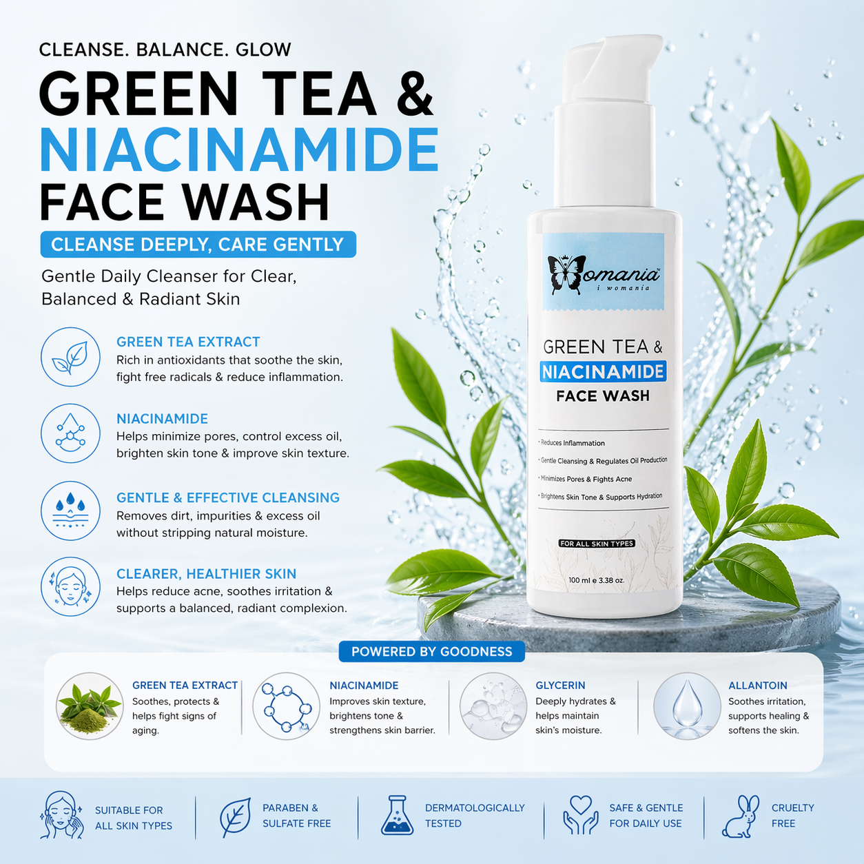 Niacinamide Facewash with Greentea✦100 ml