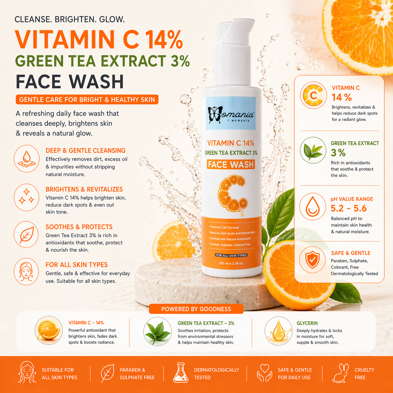 Vitamin C Face Wash with Green Tea ✦100 ml