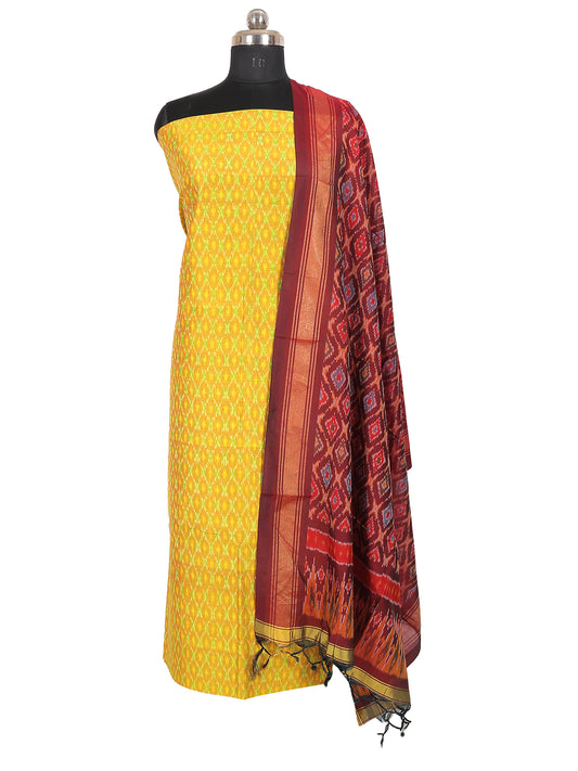 Sico Silk Top & Dupatta - 2 Pc in Golden Yellow & Maroon, showcasing elegant traditional design.