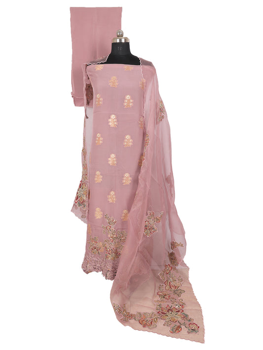 RAAS Pure Soft Organza with Applique Patch Unstitched Suit-3 Piece in Lavender fabric displayed on a mannequin.