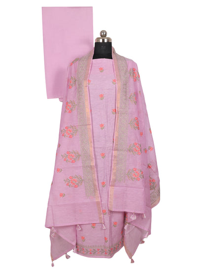 Mauve Premium Soft Chanderi Cotton 3 Piece Suit with Chanderi Dupatta | Elegant Ethnic wear for Women