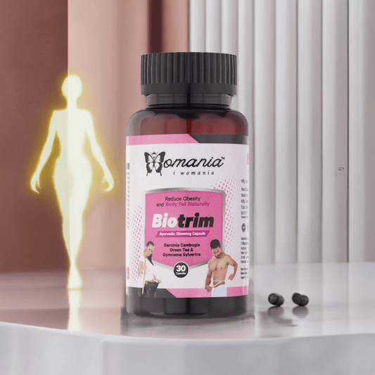 Health Management Bio Trim 30 Caps bottle featuring Ayurvedic ingredients for natural weight support.